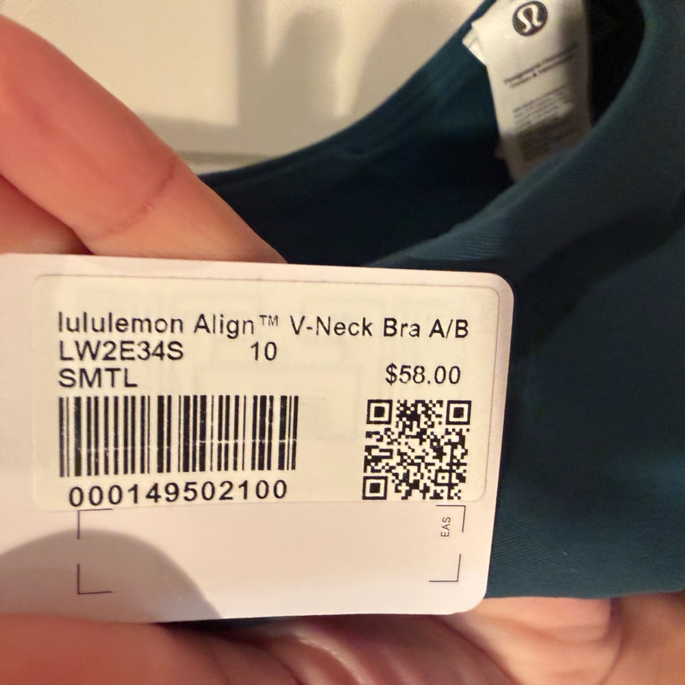 NWT Lululemon Align V-neck Bra A/B Size 10 Storm Teal - Picture 3 of 5